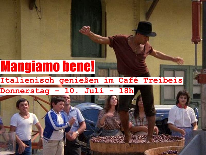 Italienisch essen im Hof des Café Treibeis